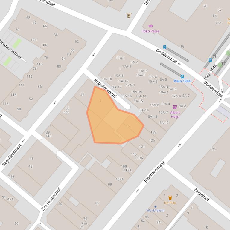 Kaart van postcodegebied 6511DT.