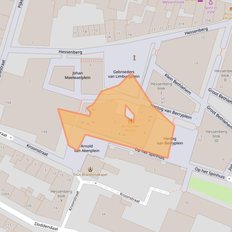 Kaart van postcodegebied 6511DZ.