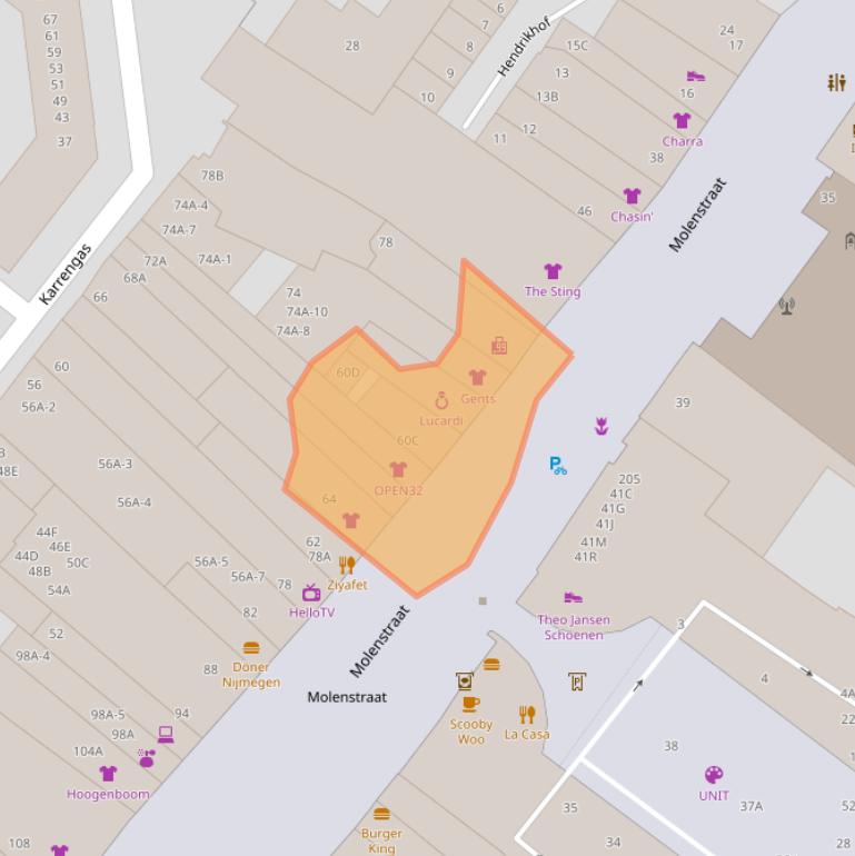 Kaart van postcodegebied 6511HG.