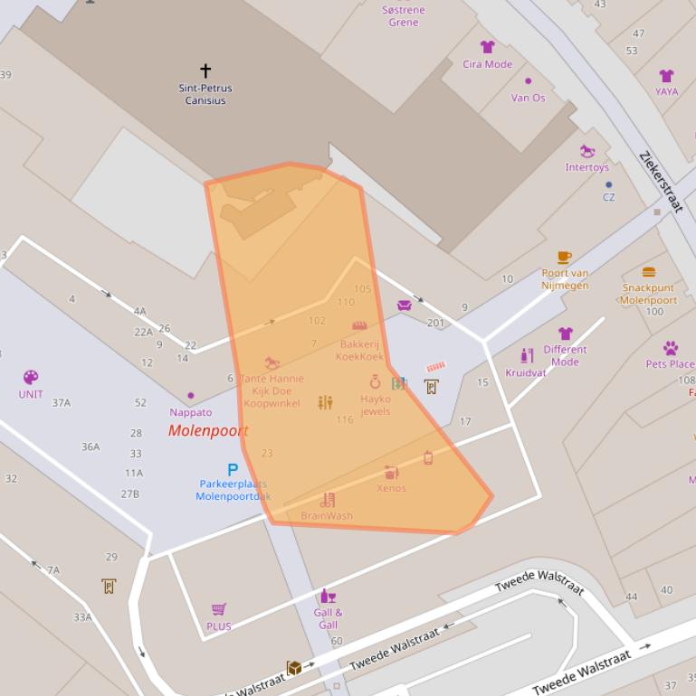 Kaart van postcodegebied 6511HX.