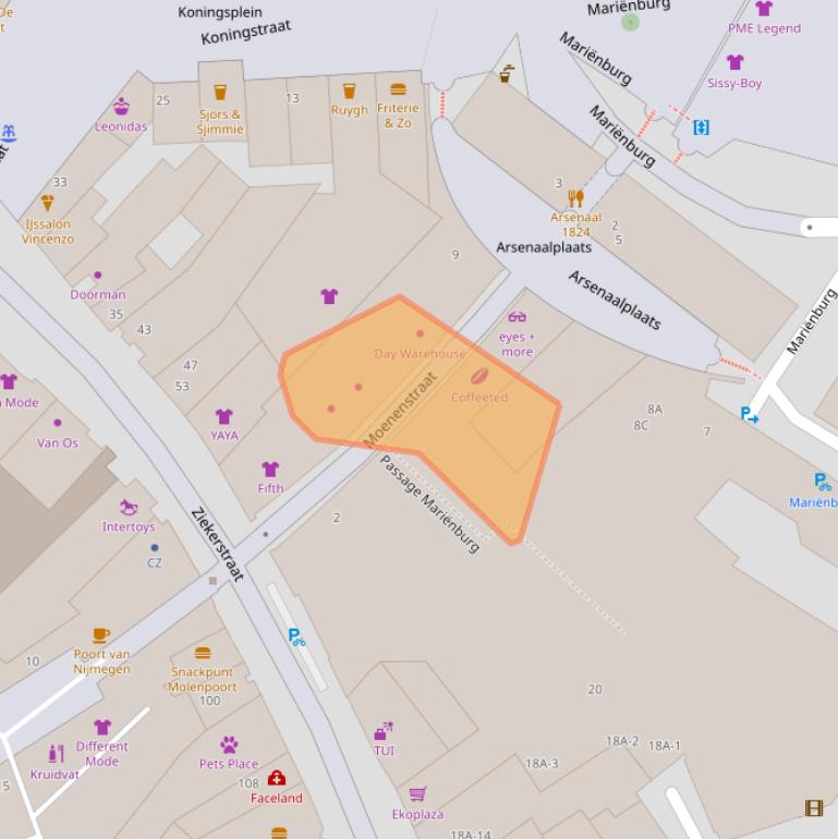 Kaart van postcodegebied 6511LZ.