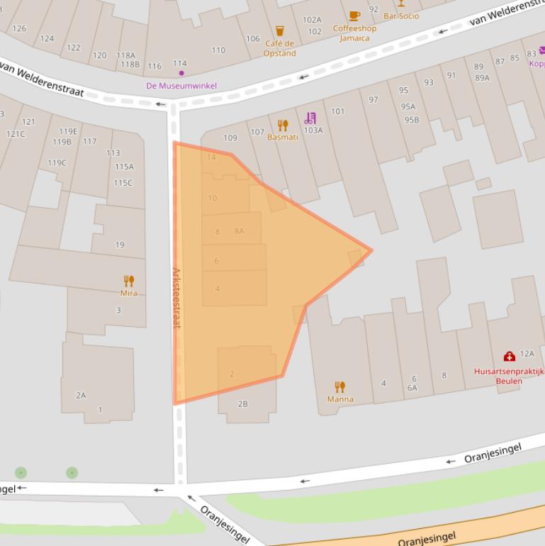 Kaart van postcodegebied 6511MZ.