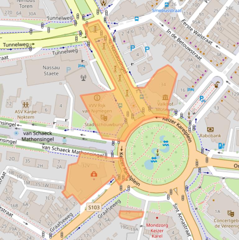 Kaart van postcodegebied 6511NH.