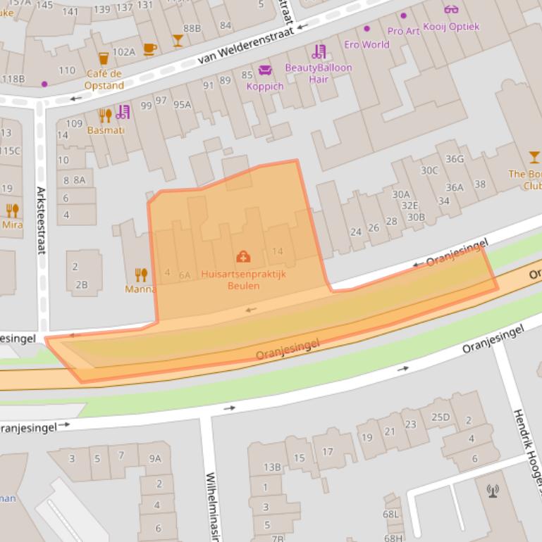Kaart van postcodegebied 6511NT.