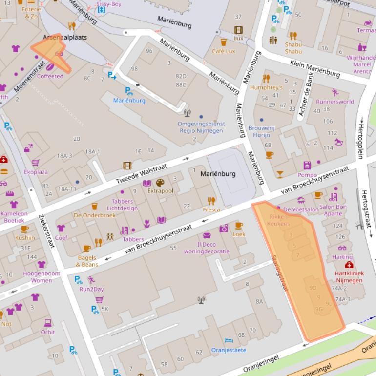 Kaart van postcodegebied 6511PC.