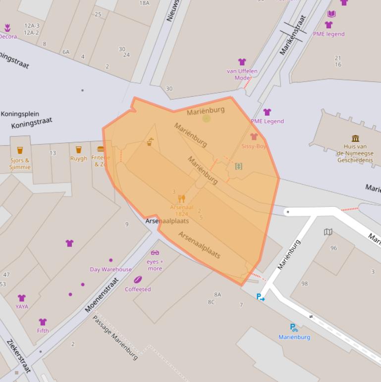 Kaart van postcodegebied 6511PN.