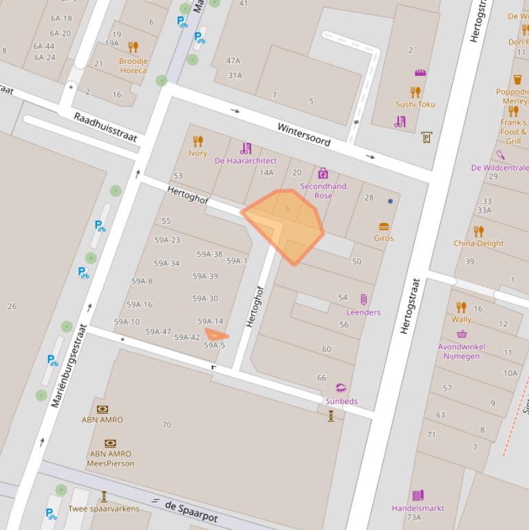 Kaart van postcodegebied 6511RS.