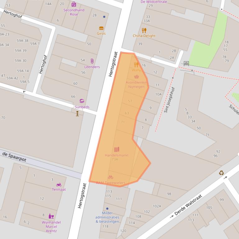Kaart van postcodegebied 6511RW.