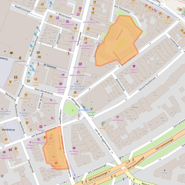 Kaart van postcodegebied 6511SG.