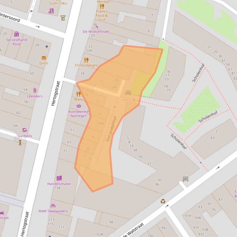 Kaart van postcodegebied 6511SH.