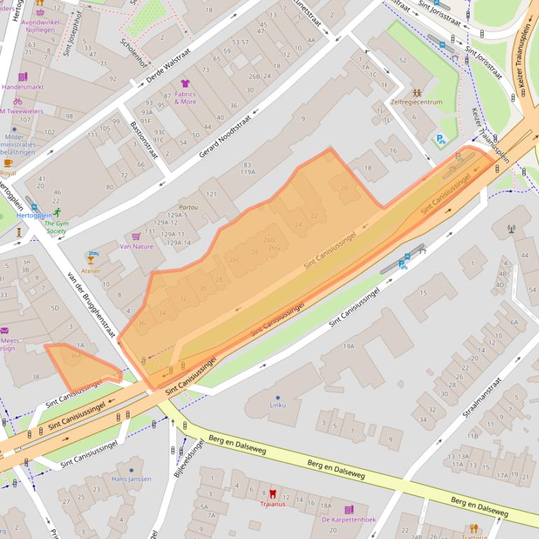 Kaart van postcodegebied 6511TJ.