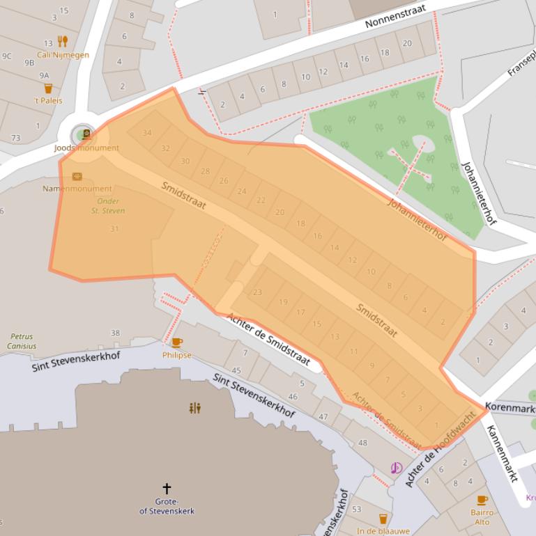 Kaart van postcodegebied 6511WB.