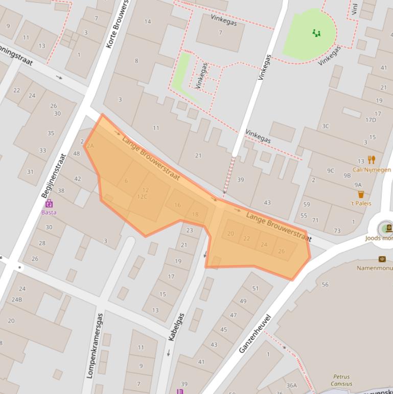 Kaart van postcodegebied 6511WJ.