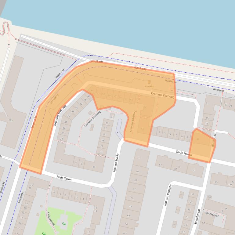 Kaart van postcodegebied 6511ZB.