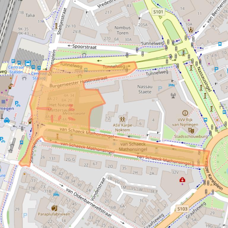 Kaart van postcodegebied 6512AD.