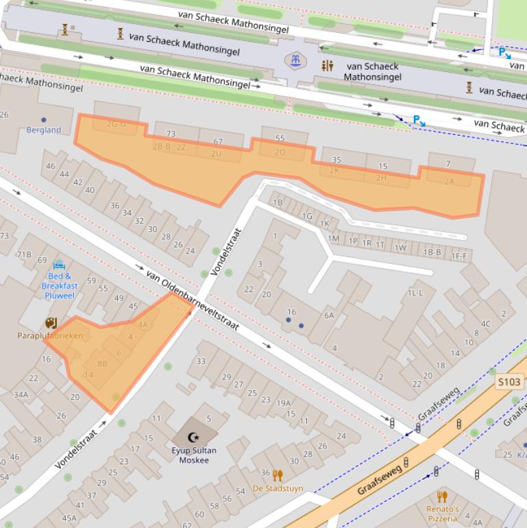 Kaart van postcodegebied 6512BE.