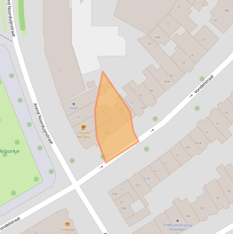 Kaart van postcodegebied 6512BJ.