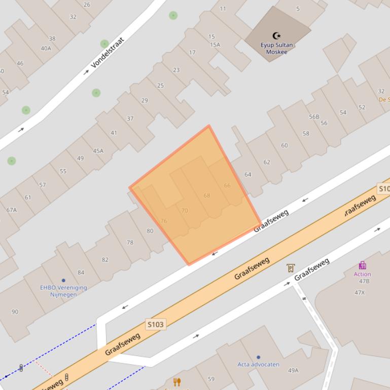 Kaart van postcodegebied 6512CE.