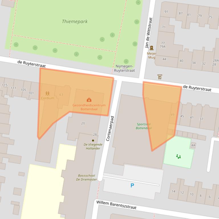 Kaart van postcodegebied 6512GB.