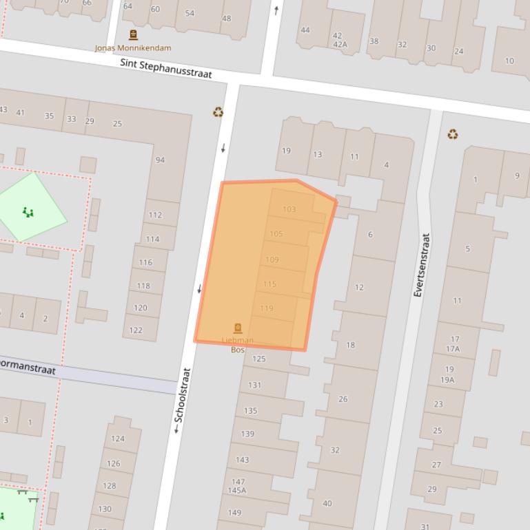 Kaart van postcodegebied 6512JD.