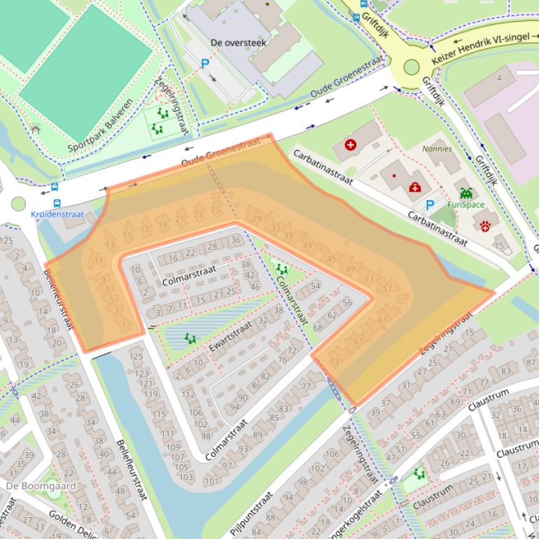 Kaart van postcodegebied 6515BC.