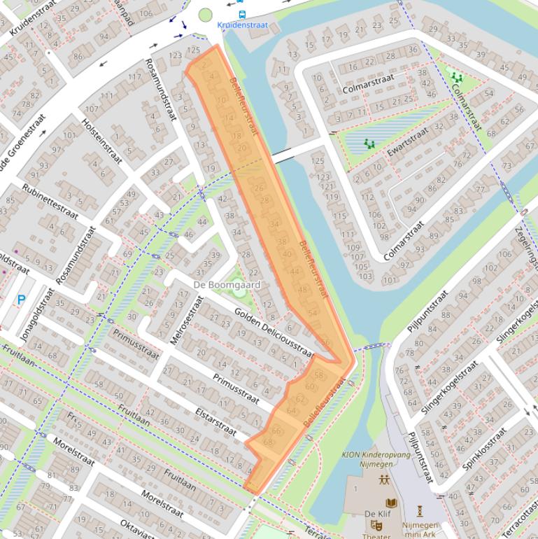 Kaart van postcodegebied 6515BJ.