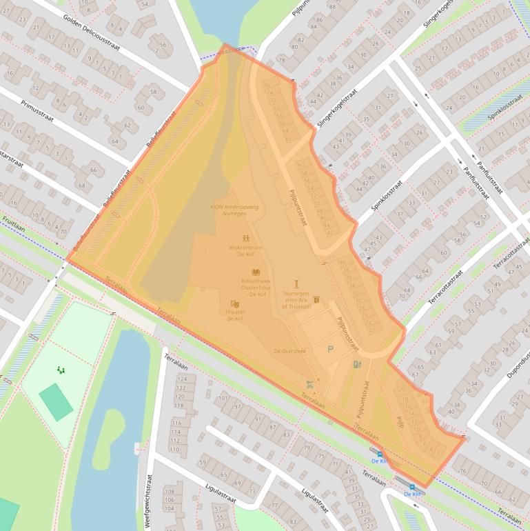 Kaart van postcodegebied 6515DJ.