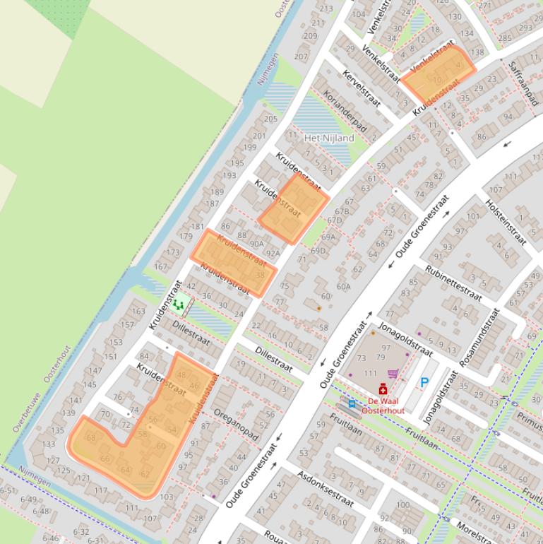 Kaart van postcodegebied 6515HS.