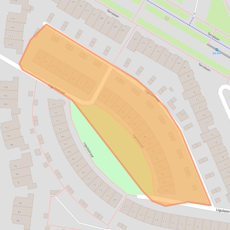 Kaart van postcodegebied 6515JG.