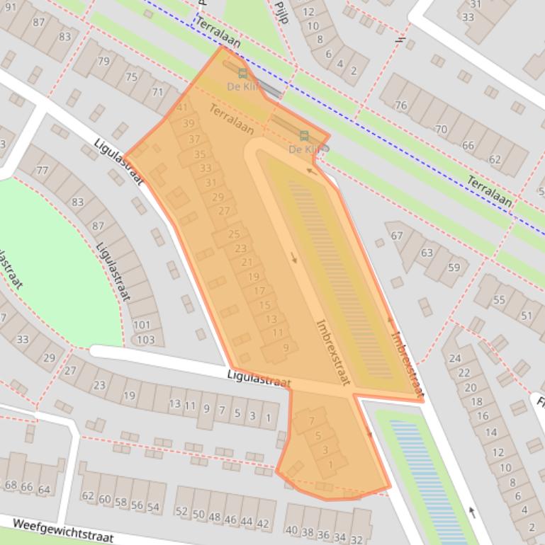 Kaart van postcodegebied 6515JJ.