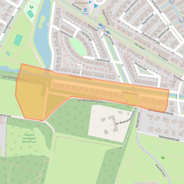 Kaart van postcodegebied 6515JP.