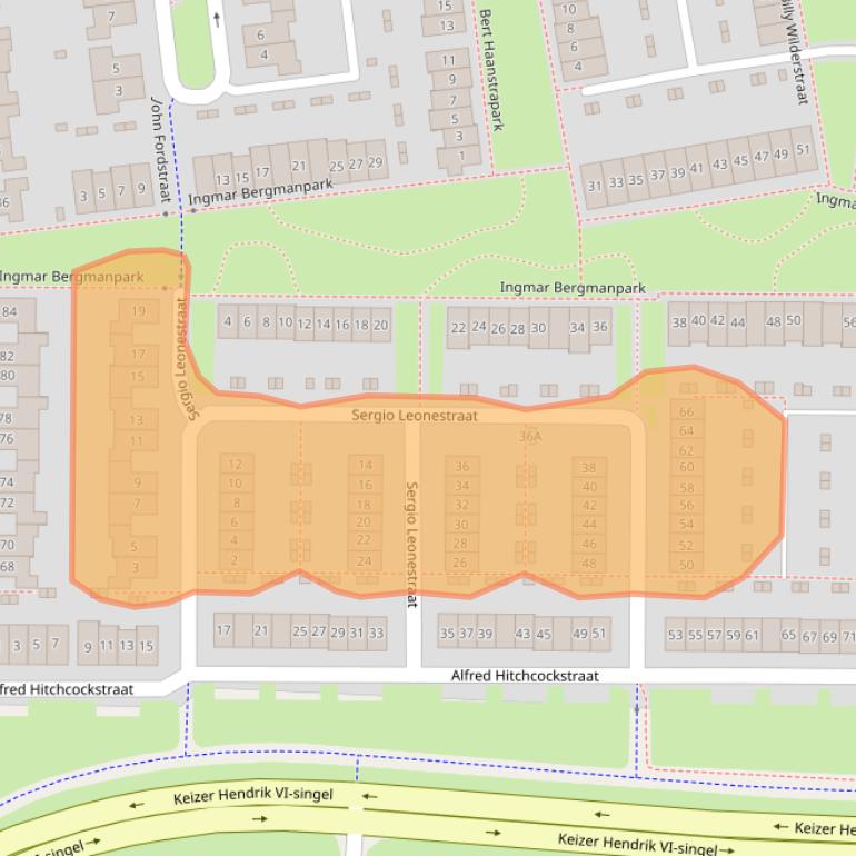 Kaart van postcodegebied 6515LC.