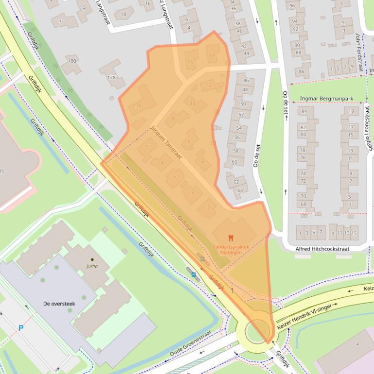 Kaart van postcodegebied 6515LM.
