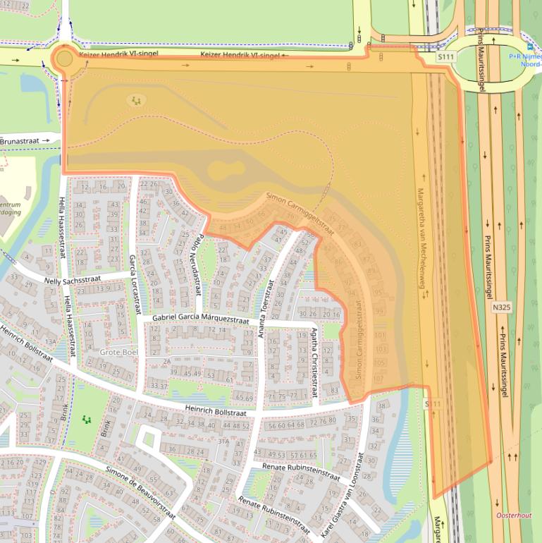 Kaart van postcodegebied 6515ZB.