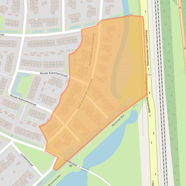 Kaart van postcodegebied 6515ZN.