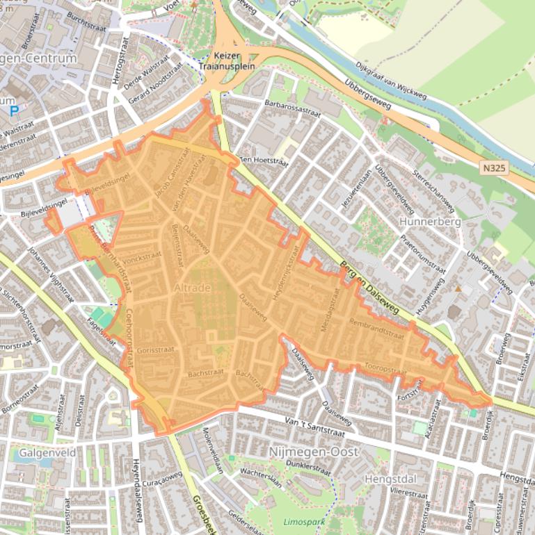 Kaart van postcodegebied 6521.