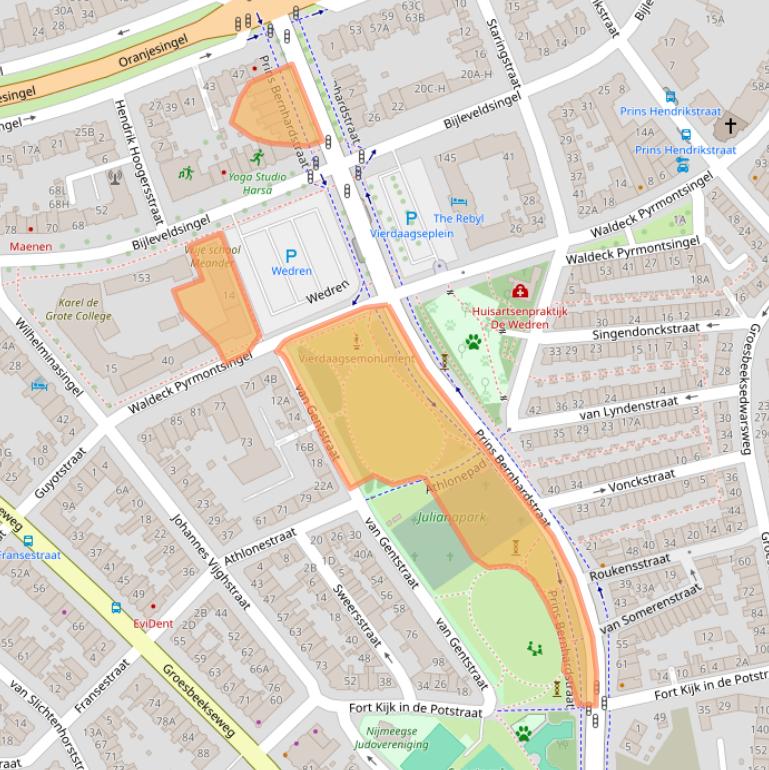 Kaart van postcodegebied 6521AB.