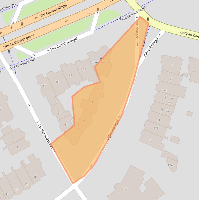 Kaart van postcodegebied 6521AR.