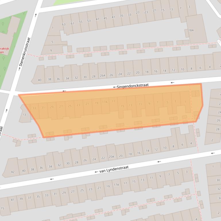 Kaart van postcodegebied 6521BE.