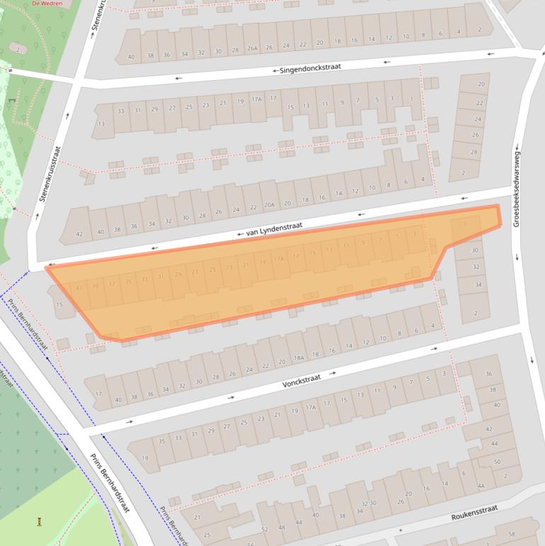 Kaart van postcodegebied 6521BH.