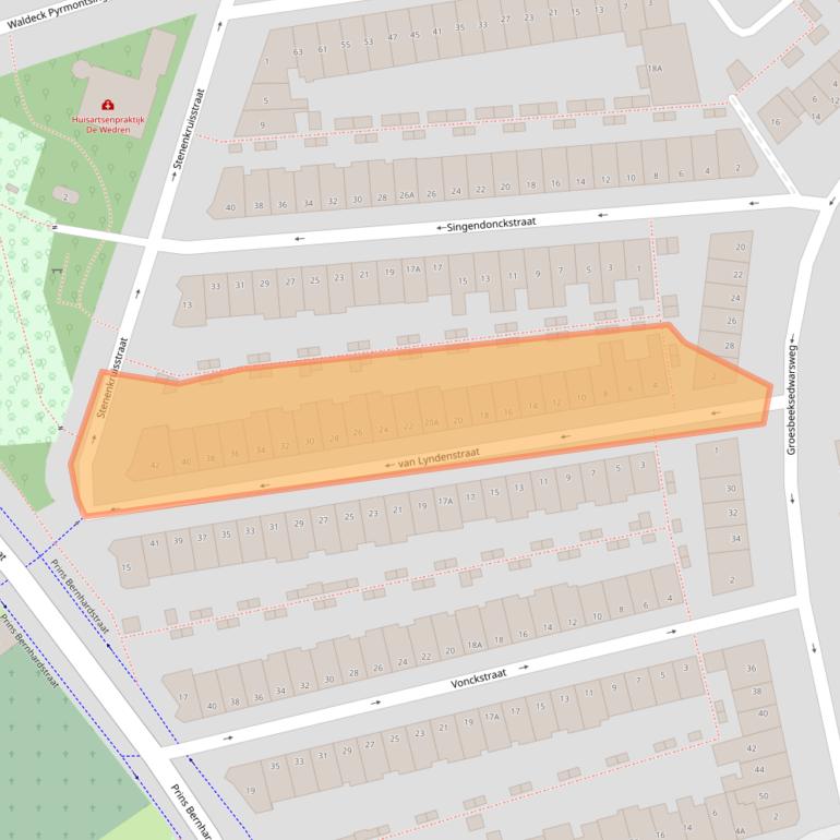 Kaart van postcodegebied 6521BJ.