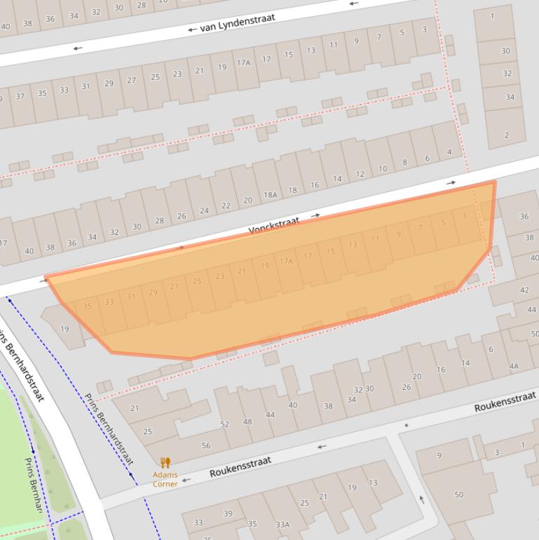 Kaart van postcodegebied 6521BK.