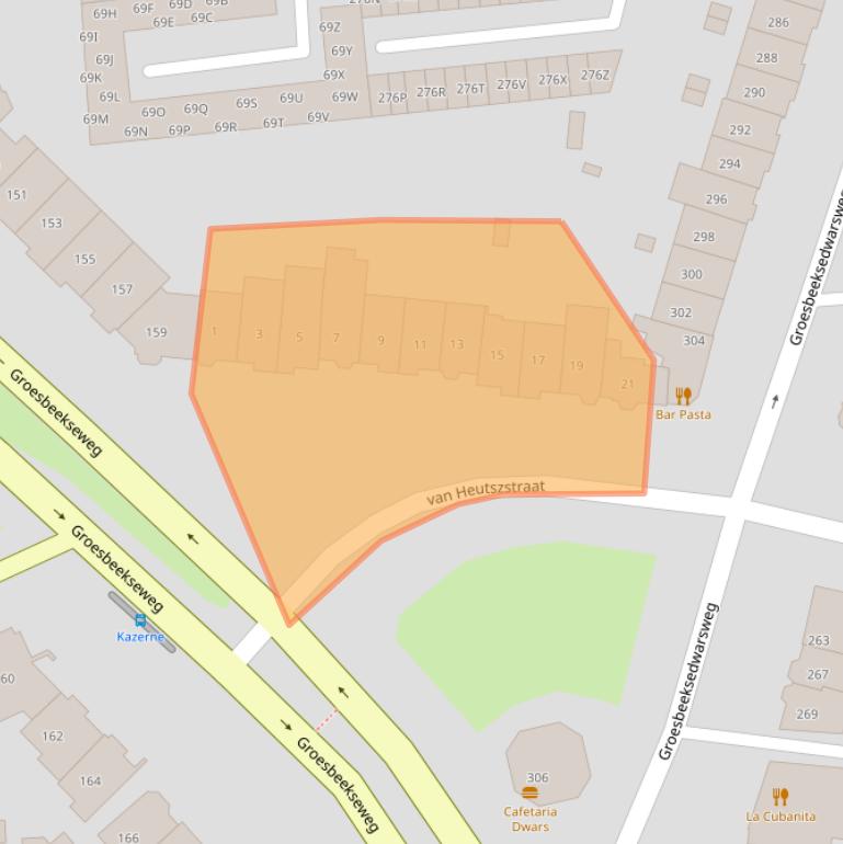 Kaart van postcodegebied 6521CS.