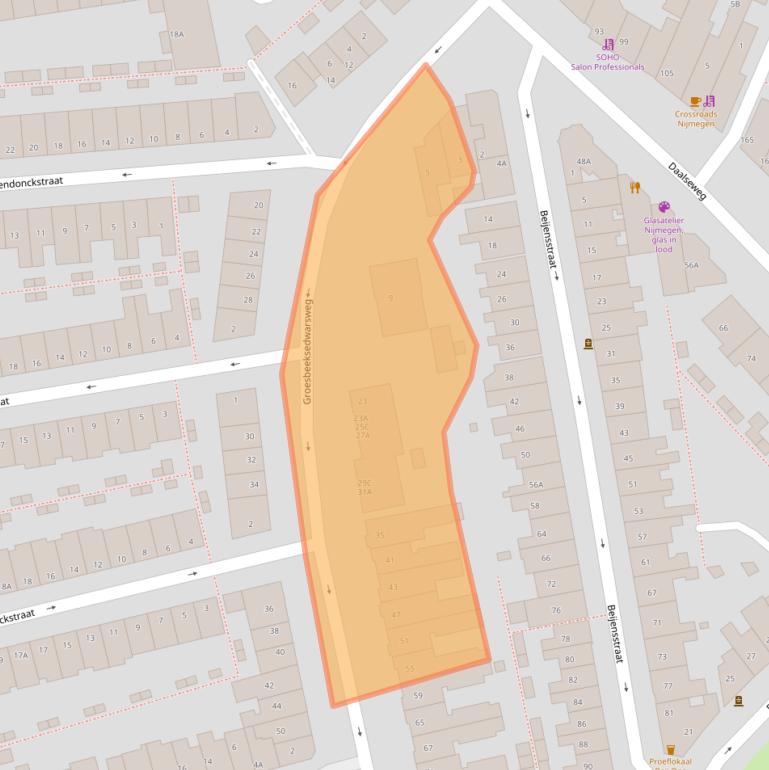 Kaart van postcodegebied 6521DA.