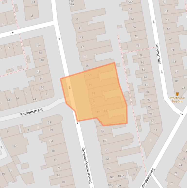 Kaart van postcodegebied 6521DB.