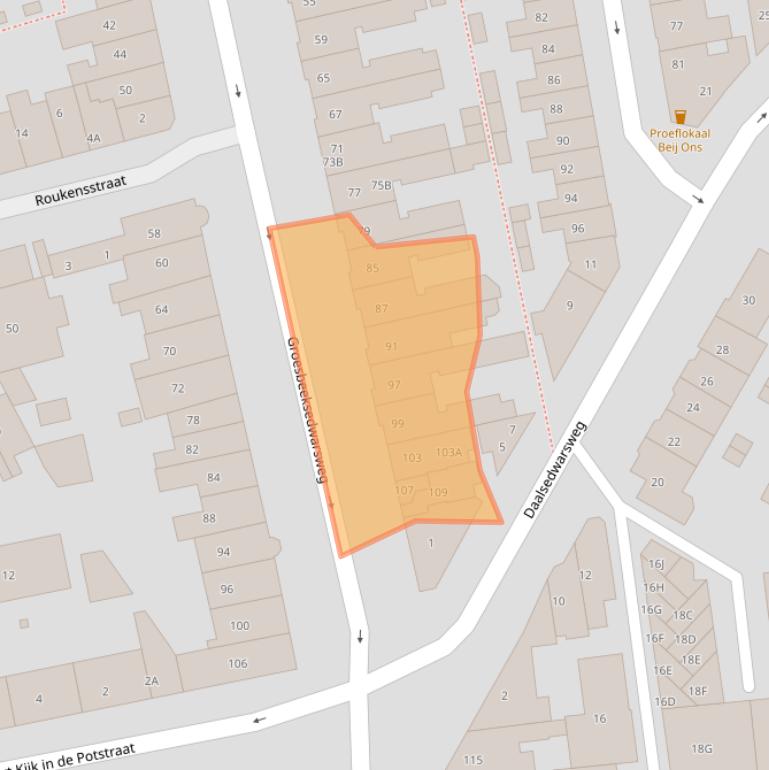 Kaart van postcodegebied 6521DC.