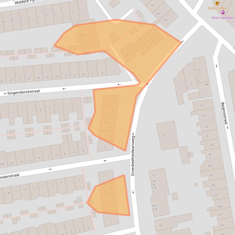 Kaart van postcodegebied 6521DL.