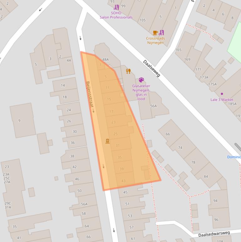 Kaart van postcodegebied 6521EA.