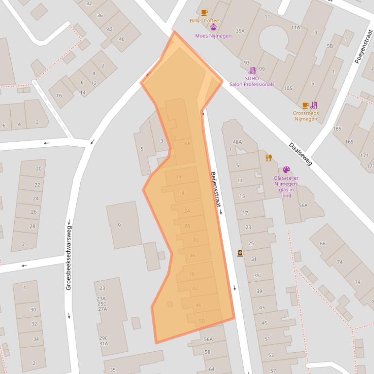 Kaart van postcodegebied 6521EC.