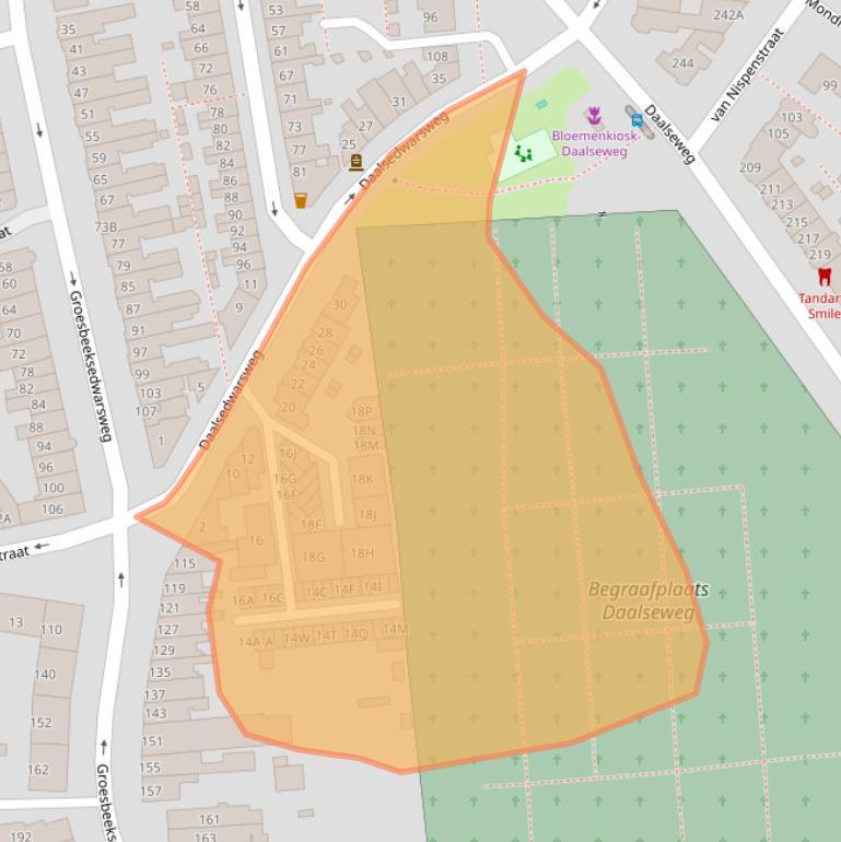 Kaart van postcodegebied 6521EG.